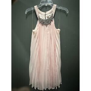 Roberta Blush Pink Pleated Dress Beaded Neck Romantic Formal M